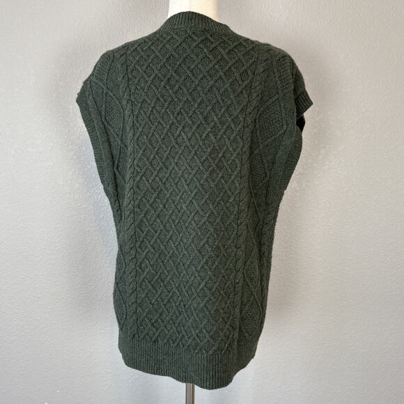 Madewell Womens Cable Knit V-Neck Sweater Vest Size XS Forest Green Wool Blend - Picture 5 of 9